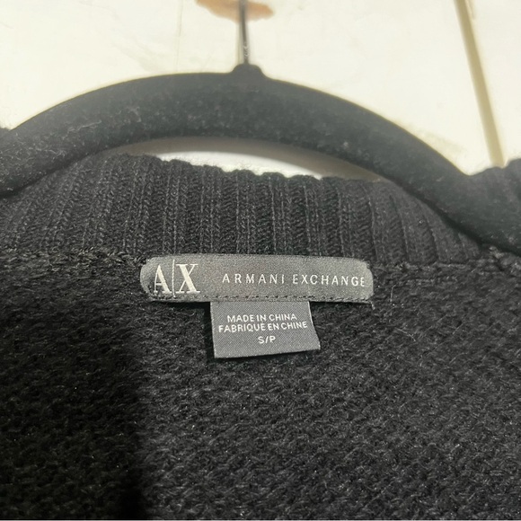 Armani Exchange Shawl Cardigan Black Size Small Wool Knit Pockets Lagenlook - Picture 5 of 7